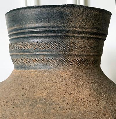 Fine Korean Pottery Footed Jar with Long Neck Silla Period