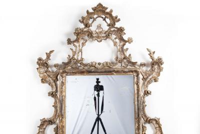 Fine Large Italian Rococo Silver Gilt Carved Antique Wall Mirror circa 1870