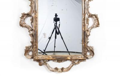 Fine Large Italian Rococo Silver Gilt Carved Antique Wall Mirror circa 1870