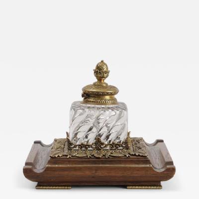 Fine Louis Philippe Gilt Bronze Mounted Square Oak Inkstand
