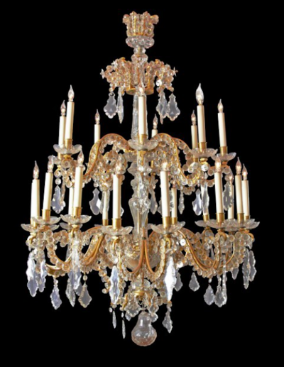 Fine Louis XV Crystal and Bronze 24 Light Chandelier