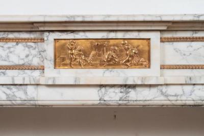 Fine Louis XVI style Arabescato Marble Mantle