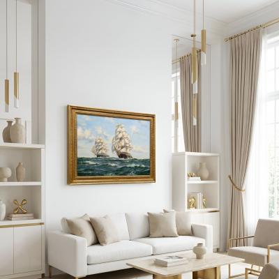 Fine Maritime Seascape Painting of American Clipper Ships by Henry Scott