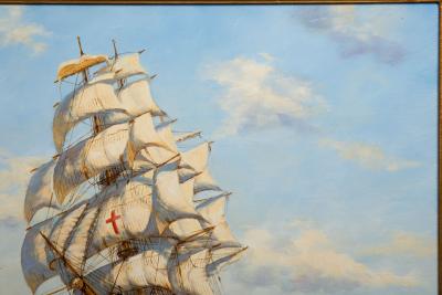 Fine Maritime Seascape Painting of American Clipper Ships by Henry Scott
