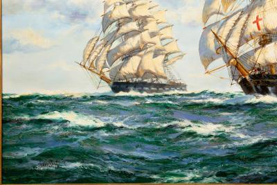 Fine Maritime Seascape Painting of American Clipper Ships by Henry Scott