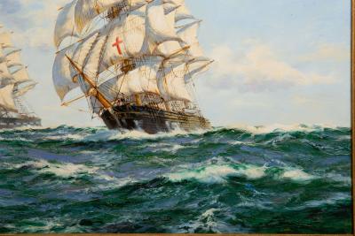 Fine Maritime Seascape Painting of American Clipper Ships by Henry Scott
