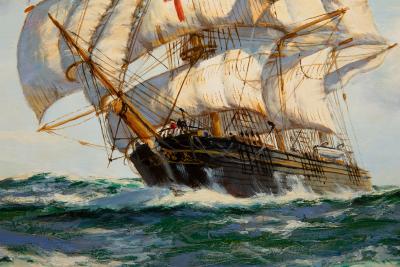 Fine Maritime Seascape Painting of American Clipper Ships by Henry Scott