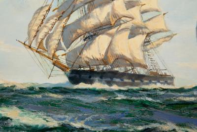 Fine Maritime Seascape Painting of American Clipper Ships by Henry Scott