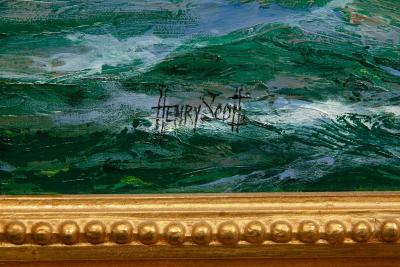 Fine Maritime Seascape Painting of American Clipper Ships by Henry Scott