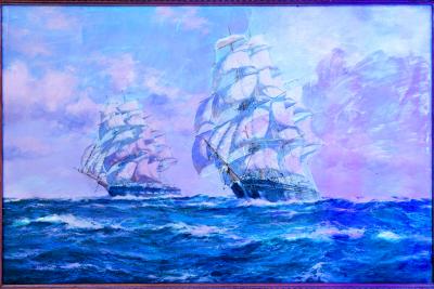 Fine Maritime Seascape Painting of American Clipper Ships by Henry Scott