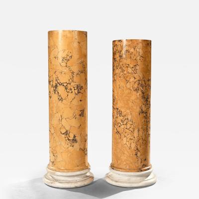 Fine Matched Pair of 19th Century Italian Scagliola Siena Marble Columns