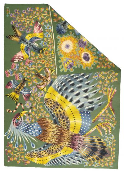 Fine Mid Century French Tapestry Signed Perrot 53 x 7 5 