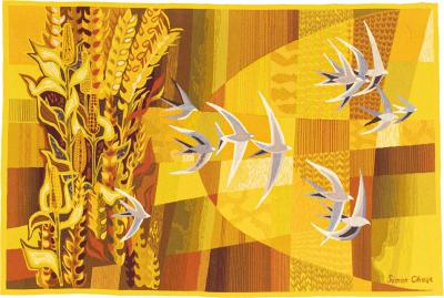 Fine Mid century French tapestry Signed by Simon Chaye 4 0 x 6 2 