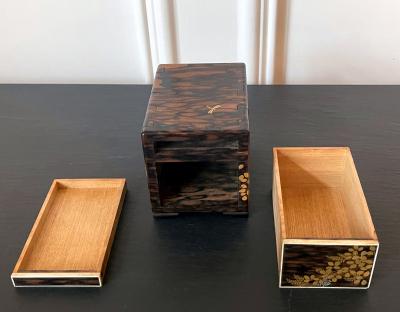Fine Miniature Japanese Kodansu with Lacquer Inlays
