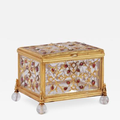 Fine Mughal Gem Set Rock Crystal and Gold Box India 18th Century