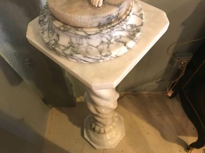 Fine Neoclassical Alabaster Figure of a Water Maiden Lighted on a Pedestal