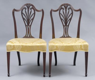 Fine Pair English Period Hepplewhite Side Chairs