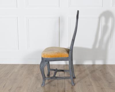 Fine Pair of 19th Century Swedish Rococo Chairs in Black Paint