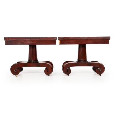 Fine Pair of American Classical Mahogany Card Tables Massachusetts ca 1820