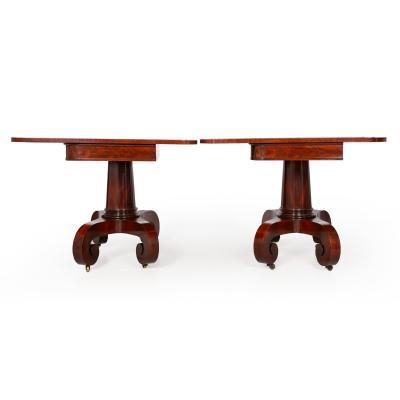 Fine Pair of American Classical Mahogany Card Tables Massachusetts ca 1820