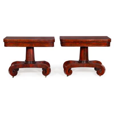 Fine Pair of American Classical Mahogany Card Tables Massachusetts ca 1820