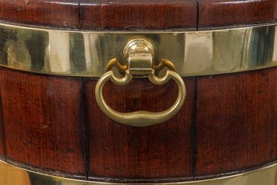 Fine Pair of Brass Banded Mahogany Wine Coolers