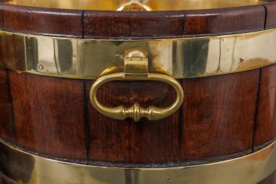 Fine Pair of Brass Banded Mahogany Wine Coolers