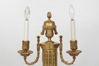 Fine Pair of E F Caldwell Gilt Bronze Two Light Lamps circa 1900