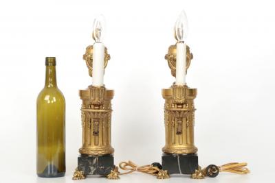 Fine Pair of E F Caldwell Gilt Bronze Two Light Lamps circa 1900