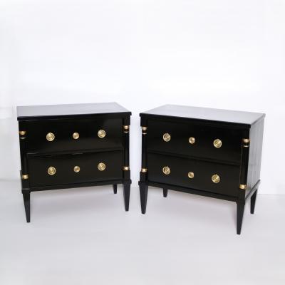 Fine Pair of Ebonized Bedside Chest of Drawers