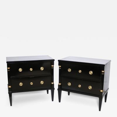 Fine Pair of Ebonized Bedside Chest of Drawers