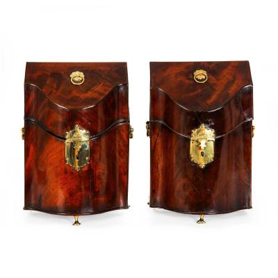 Fine Pair of English George III Period Antique Mahogany Boxes circa 1780