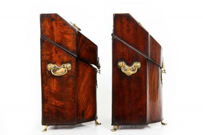 Fine Pair of English George III Period Antique Mahogany Boxes circa 1780