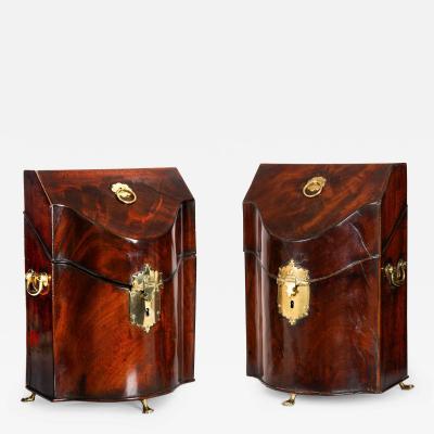 Fine Pair of English George III Period Antique Mahogany Boxes circa 1780