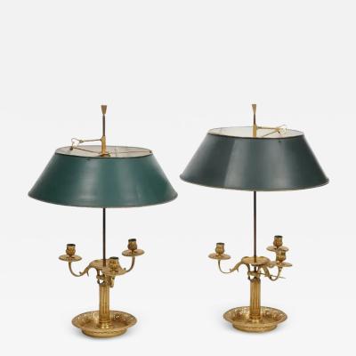 Fine Pair of French Gilt Bronze Bouillotte Lamps