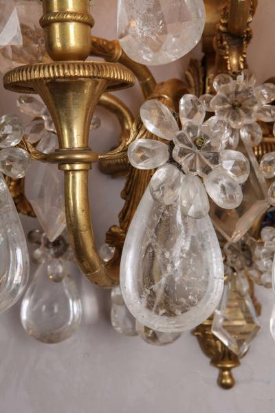 Fine Pair of Gilt Bronze and Rock Crystal Wall Lights France