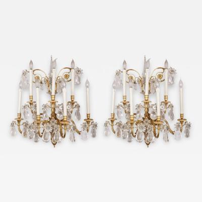 Fine Pair of Gilt Bronze and Rock Crystal Wall Lights France