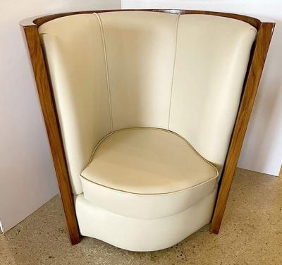 Fine Pair of Italian Late Art Deco Palisander Demilune Club Chairs