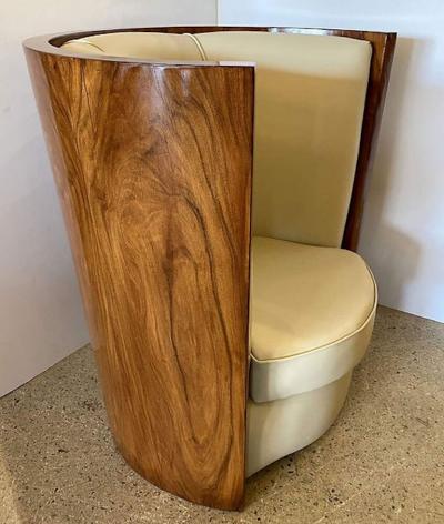 Fine Pair of Italian Late Art Deco Palisander Demilune Club Chairs