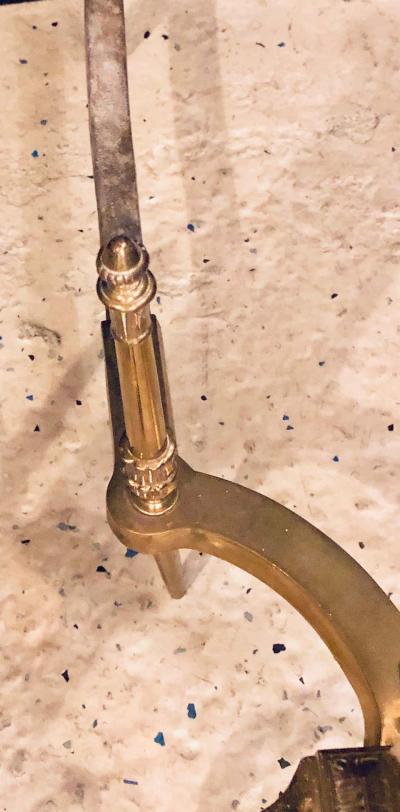 Fine Pair of Large and Impressive Louis XVI Style Brass and Irons