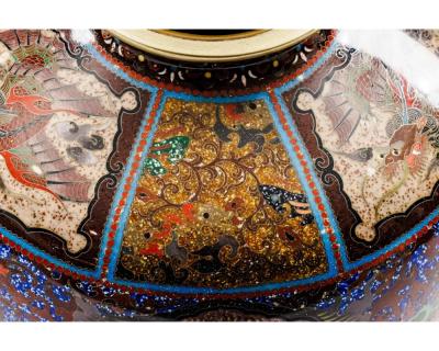 Fine Pair of Meiji Cloisonn Enamel Vases Attributed to The Ando Jubei Company