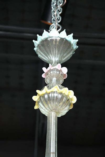 Fine Pair of Murano Glass Twelve Light Chandeliers 1950s Italy