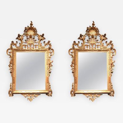 Fine Pair of Venetian Carved and Giltwood Mirrors Italy circa 1750