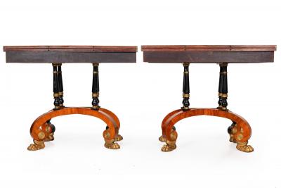 Fine Rare Pair of 19th Century English Antique Rosewood Games Tables