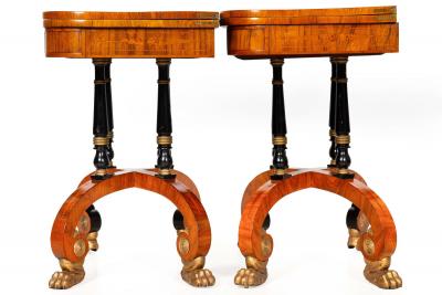 Fine Rare Pair of 19th Century English Antique Rosewood Games Tables