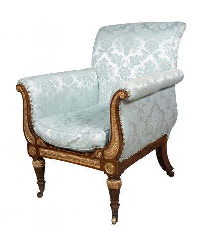 Fine Regency Faux Rosewood And Parcel Gilt Armchair