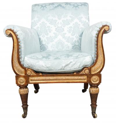 Fine Regency Faux Rosewood And Parcel Gilt Armchair