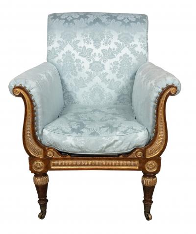 Fine Regency Faux Rosewood And Parcel Gilt Armchair