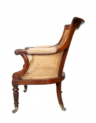 Fine Regency Mahogany Caned Bergere