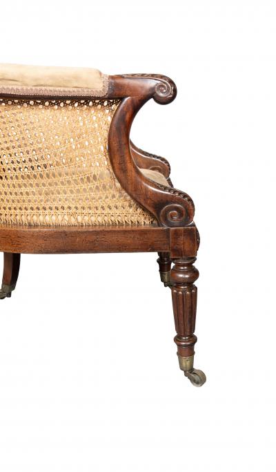 Fine Regency Mahogany Caned Bergere